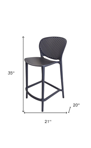 Homeroots Set Of Four 26" Dark Gray Heavy Duty Plastic Low Back Counter Height Bar Chairs   555088