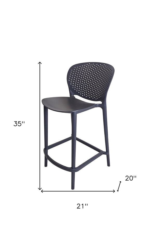 Homeroots Set Of Four 26" Dark Gray Heavy Duty Plastic Low Back Counter Height Bar Chairs   555088
