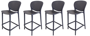 Homeroots Set Of Four 26" Dark Gray Heavy Duty Plastic Low Back Counter Height Bar Chairs   555088