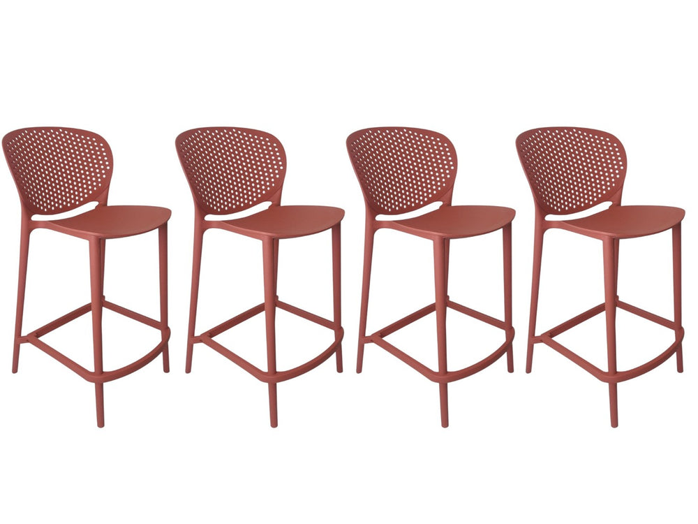 HomeRoots Set of Four 26" Orange Heavy Duty Plastic Bar Chairs - Modern Stackable Design for Comfort & Style 555089
