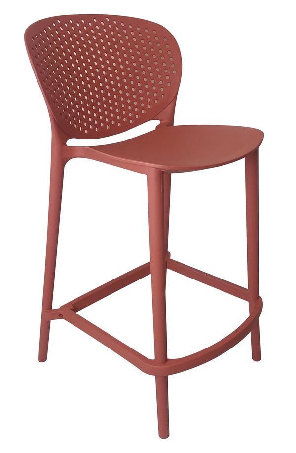 Homeroots Set Of Four 26" Orange Heavy Duty Plastic Low Back Counter Height Bar Chairs   555089