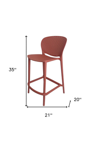 Homeroots Set Of Four 26" Orange Heavy Duty Plastic Low Back Counter Height Bar Chairs   555089