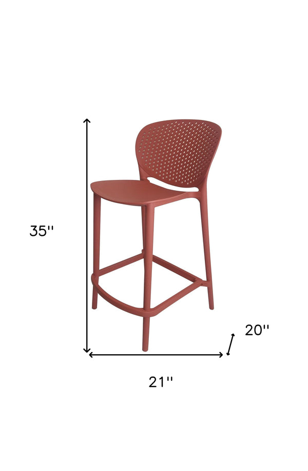 Homeroots Set Of Four 26" Orange Heavy Duty Plastic Low Back Counter Height Bar Chairs   555089