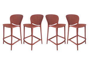 Homeroots Set Of Four 26" Orange Heavy Duty Plastic Low Back Counter Height Bar Chairs   555089