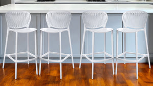 Homeroots Set Of Four 26" White Heavy Duty Plastic Low Back Counter Height Bar Chairs   555090