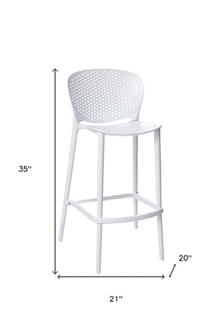 Homeroots Set Of Four 26" White Heavy Duty Plastic Low Back Counter Height Bar Chairs   555090