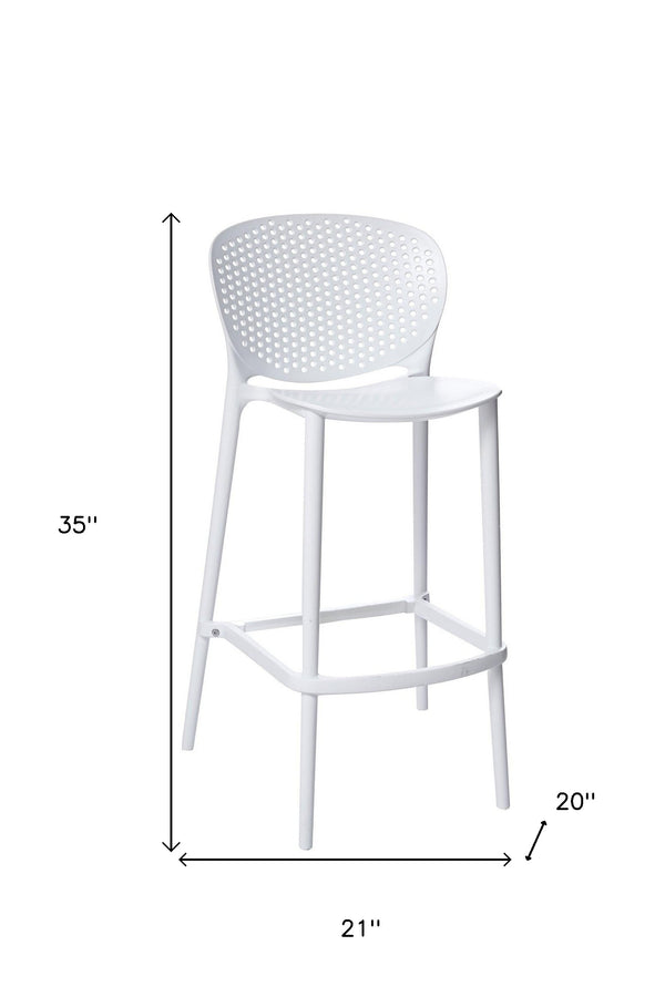 Homeroots Set Of Four 26" White Heavy Duty Plastic Low Back Counter Height Bar Chairs   555090