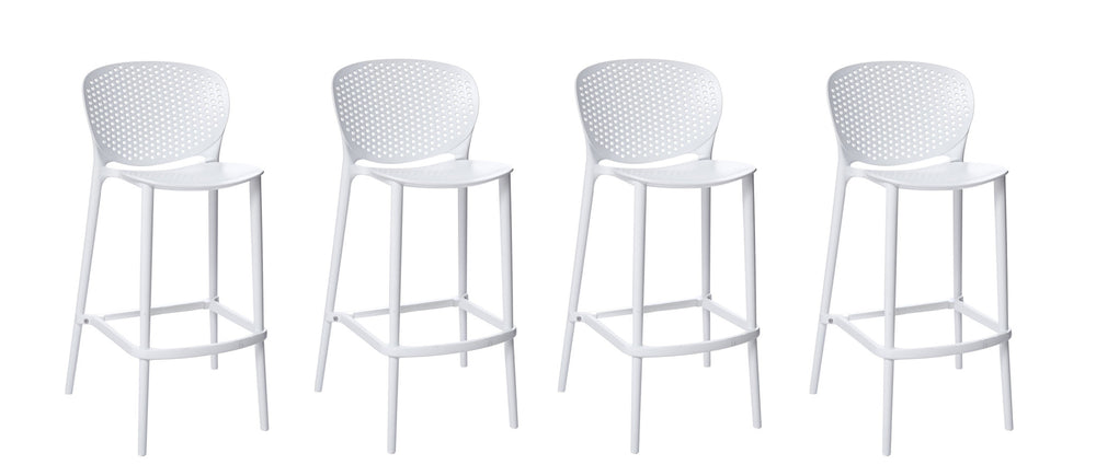 Homeroots Set Of Four 26" White Heavy Duty Plastic Low Back Counter Height Bar Chairs   555090