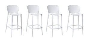 Homeroots Set Of Four 26" White Heavy Duty Plastic Low Back Counter Height Bar Chairs   555090