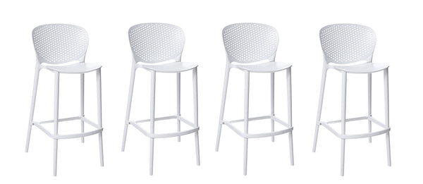 Homeroots Set Of Four 26" White Heavy Duty Plastic Low Back Counter Height Bar Chairs   555090