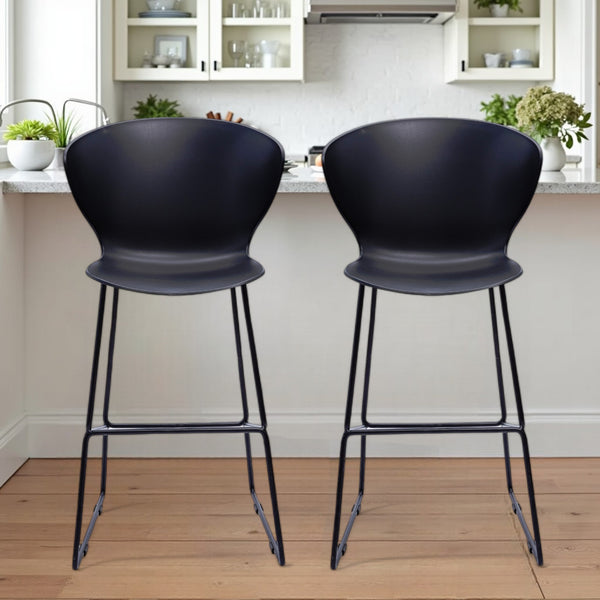 Homeroots Set Of Two 26" Black Low Back Counter Height Bar Chairs   555091
