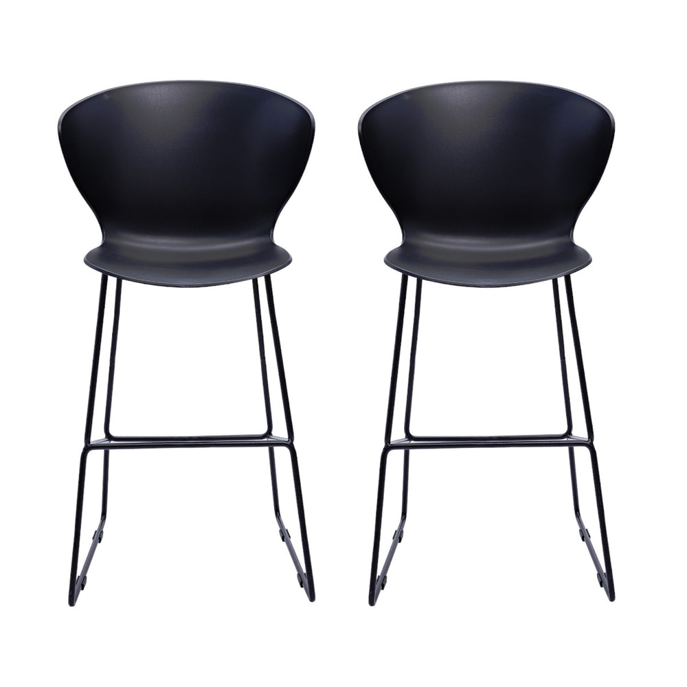 Homeroots Set Of Two 26" Black Low Back Counter Height Bar Chairs   555091