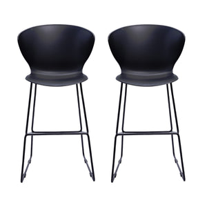 Homeroots Set Of Two 26" Black Low Back Counter Height Bar Chairs   555091