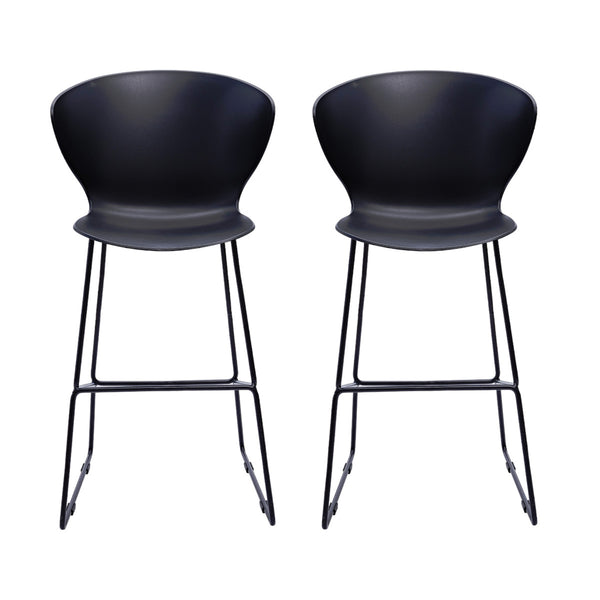 Homeroots Set Of Two 26" Black Low Back Counter Height Bar Chairs   555091