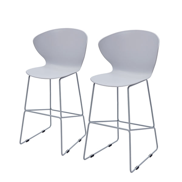 Homeroots Set Of Two 26" Gray Low Back Counter Height Bar Chairs   555092