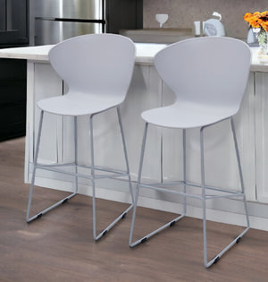 Homeroots Set Of Two 26" Gray Low Back Counter Height Bar Chairs   555092