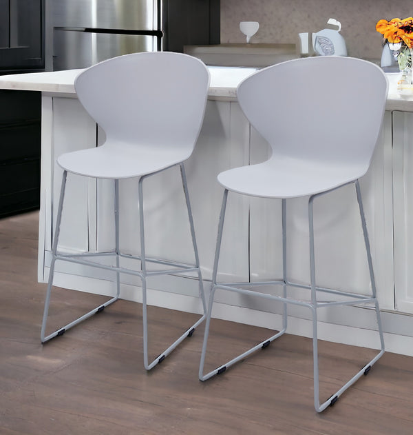 Homeroots Set Of Two 26" Gray Low Back Counter Height Bar Chairs   555092