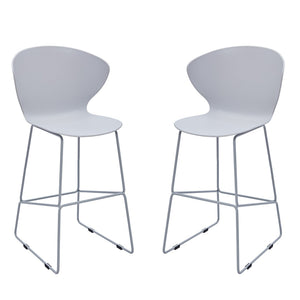 HomeRoots Set of Two Modern Gray Heavy Duty Counter Height Bar Chairs with Footrest for Home or Kitchen 555092