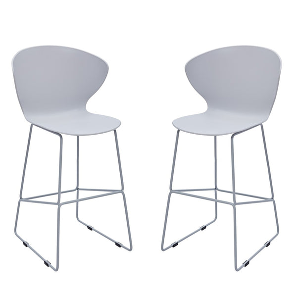 HomeRoots Set of Two Modern Gray Heavy Duty Counter Height Bar Chairs with Footrest for Home or Kitchen 555092