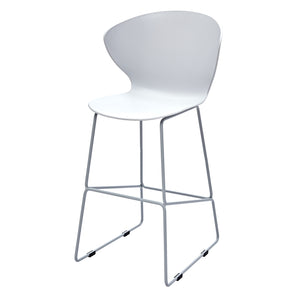 Homeroots Set Of Two 26" White And Silver Heavy Duty Plastic And Metal Low Back Counter Height Bar Chairs   555093