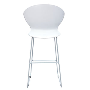 Homeroots Set Of Two 26" White And Silver Heavy Duty Plastic And Metal Low Back Counter Height Bar Chairs   555093