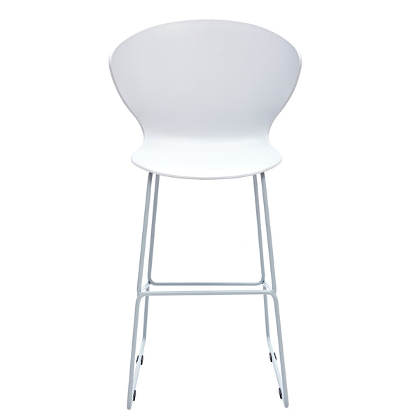 Homeroots Set Of Two 26" White And Silver Heavy Duty Plastic And Metal Low Back Counter Height Bar Chairs   555093