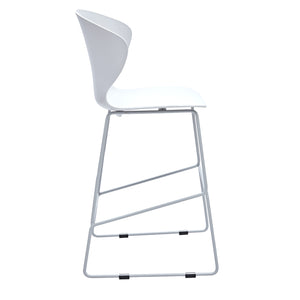 Homeroots Set Of Two 26" White And Silver Heavy Duty Plastic And Metal Low Back Counter Height Bar Chairs   555093