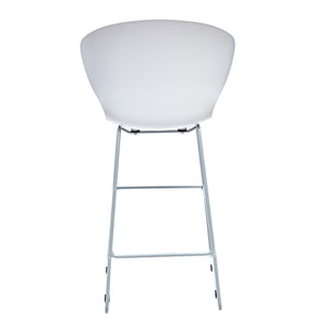 Homeroots Set Of Two 26" White And Silver Heavy Duty Plastic And Metal Low Back Counter Height Bar Chairs   555093