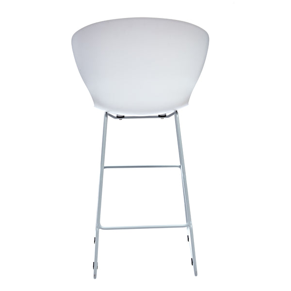 Homeroots Set Of Two 26" White And Silver Heavy Duty Plastic And Metal Low Back Counter Height Bar Chairs   555093