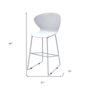 Homeroots Set Of Two 26" White And Silver Heavy Duty Plastic And Metal Low Back Counter Height Bar Chairs   555093