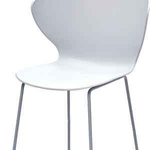 Homeroots Set Of Two 26" White And Silver Heavy Duty Plastic And Metal Low Back Counter Height Bar Chairs   555093