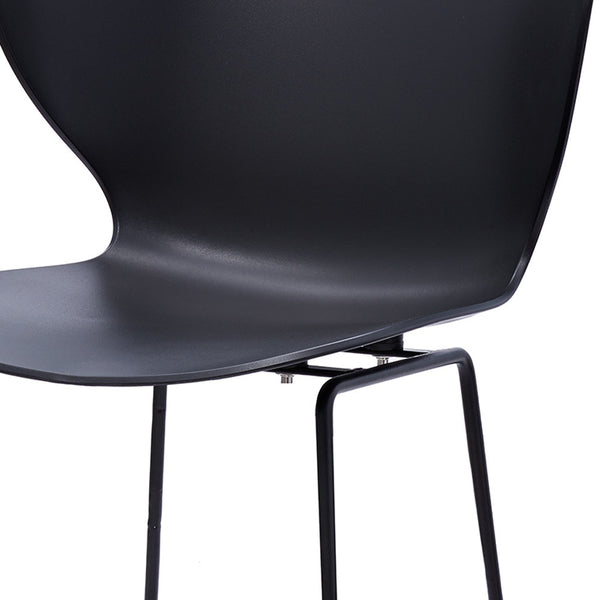 Homeroots Set Of Two 30" Black Metal Low Back Bar Height Bar Chairs   555094