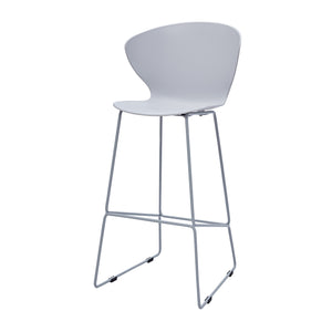 Homeroots Set Of Two 30" Gray Heavy Duty Plastic And Metal Low Back Bar Height Bar Chairs   555095