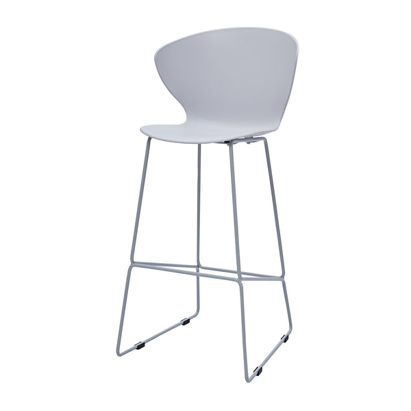 Homeroots Set Of Two 30" Gray Heavy Duty Plastic And Metal Low Back Bar Height Bar Chairs   555095