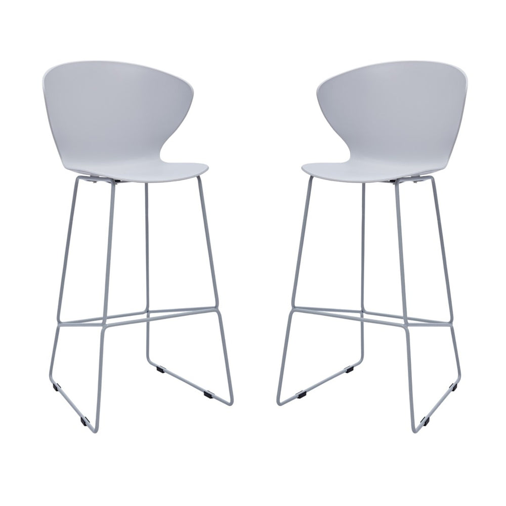 HomeRoots Set of Two 30" Gray Heavy Duty Bar Chairs - Modern Low Back Stools for Stylish Home Seating 555095