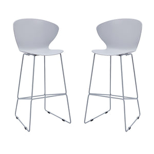 HomeRoots Set of Two 30" Gray Heavy Duty Bar Chairs - Modern Low Back Stools for Stylish Home Seating 555095