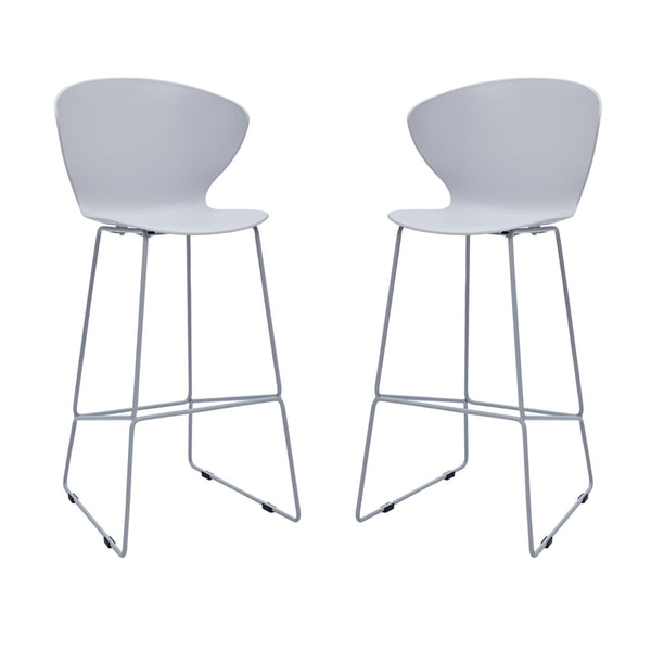 HomeRoots Set of Two 30" Gray Heavy Duty Bar Chairs - Modern Low Back Stools for Stylish Home Seating 555095
