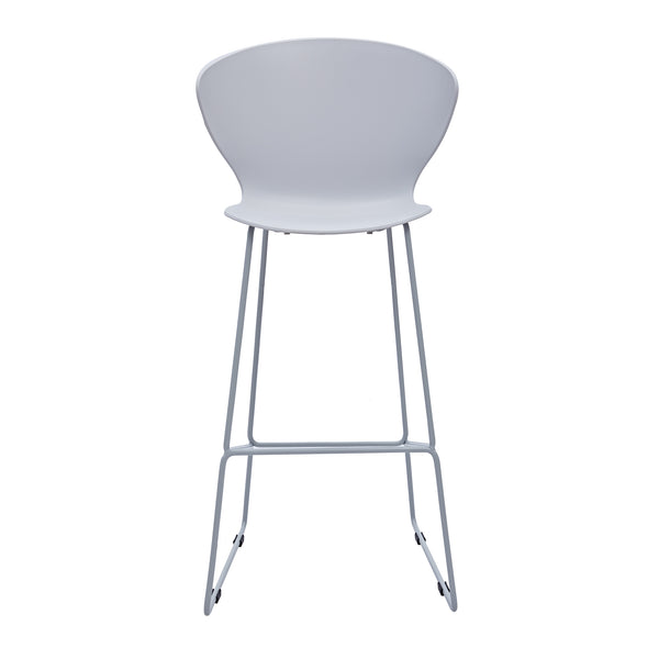 Homeroots Set Of Two 30" Gray Heavy Duty Plastic And Metal Low Back Bar Height Bar Chairs   555095