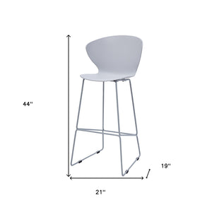 Homeroots Set Of Two 30" Gray Heavy Duty Plastic And Metal Low Back Bar Height Bar Chairs   555095