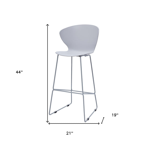 Homeroots Set Of Two 30" Gray Heavy Duty Plastic And Metal Low Back Bar Height Bar Chairs   555095