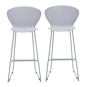 Homeroots Set Of Two 30" Gray Heavy Duty Plastic And Metal Low Back Bar Height Bar Chairs   555095