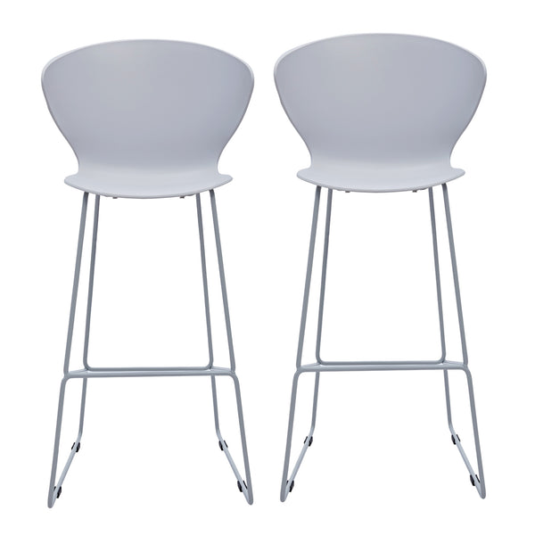Homeroots Set Of Two 30" Gray Heavy Duty Plastic And Metal Low Back Bar Height Bar Chairs   555095