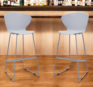 HomeRoots Set of Two 30" Gray Heavy Duty Bar Chairs - Modern Low Back Stools for Stylish Home Seating 555095