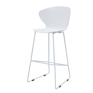 Homeroots Set Of Two 30" White And Silver Heavy Duty Plastic And Metal Low Back Bar Height Bar Chairs   555096