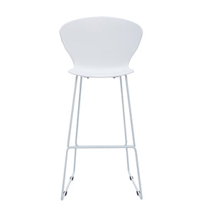 Homeroots Set Of Two 30" White And Silver Heavy Duty Plastic And Metal Low Back Bar Height Bar Chairs   555096