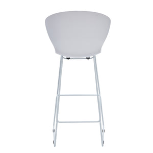 Homeroots Set Of Two 30" White And Silver Heavy Duty Plastic And Metal Low Back Bar Height Bar Chairs   555096