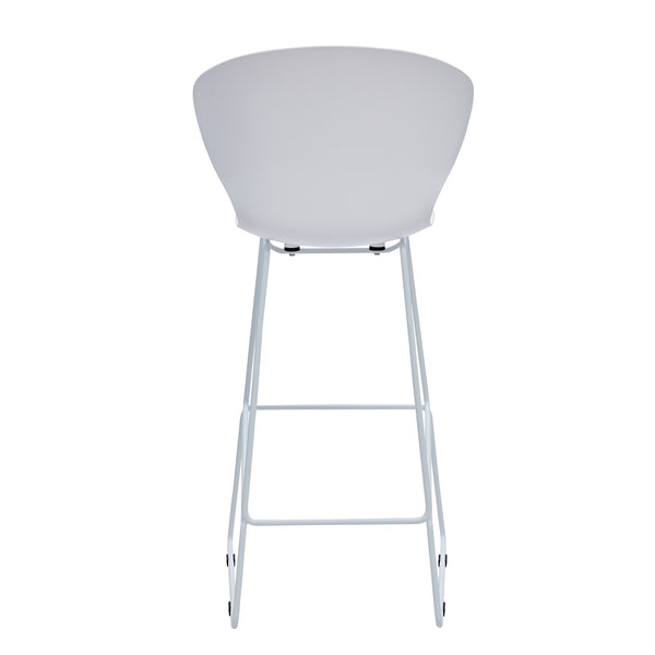 Homeroots Set Of Two 30" White And Silver Heavy Duty Plastic And Metal Low Back Bar Height Bar Chairs   555096