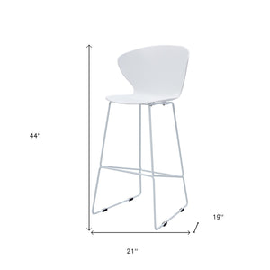 Homeroots Set Of Two 30" White And Silver Heavy Duty Plastic And Metal Low Back Bar Height Bar Chairs   555096