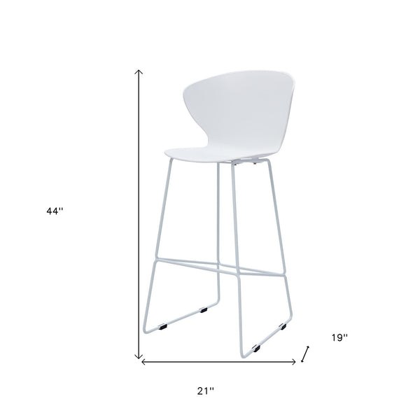 Homeroots Set Of Two 30" White And Silver Heavy Duty Plastic And Metal Low Back Bar Height Bar Chairs   555096