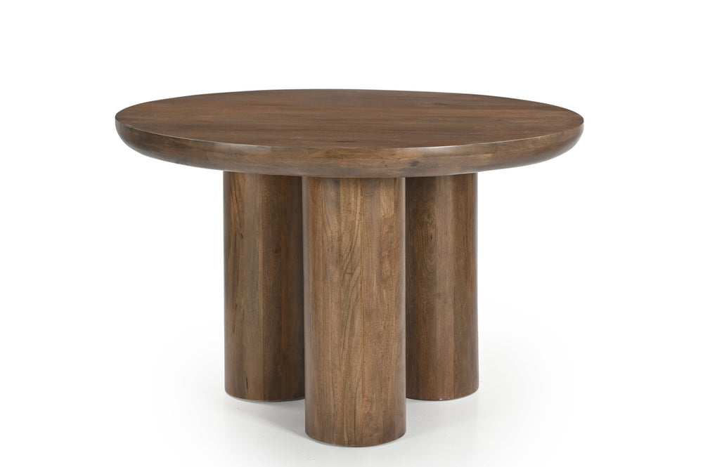 Basset Mirror Napa Round Dining Table - Handcrafted Solid Mango Wood With Rustic Charm & Modern Minimalist Design Brown Mango Wood 5551-701b-t